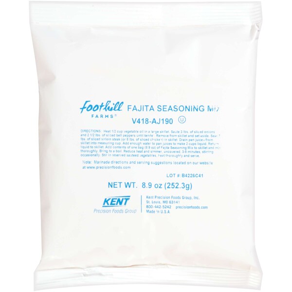 Foothill Farms Trans Fajita & Marinade Seasoning Mix 8.9 oz. Packet, PK6 V418-AJ190 - main